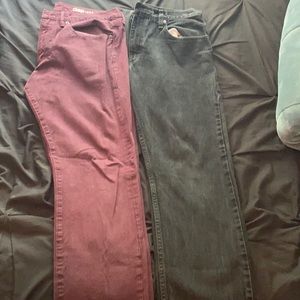 Two Pairs of Jeans 33X32 (Maroon & Black)